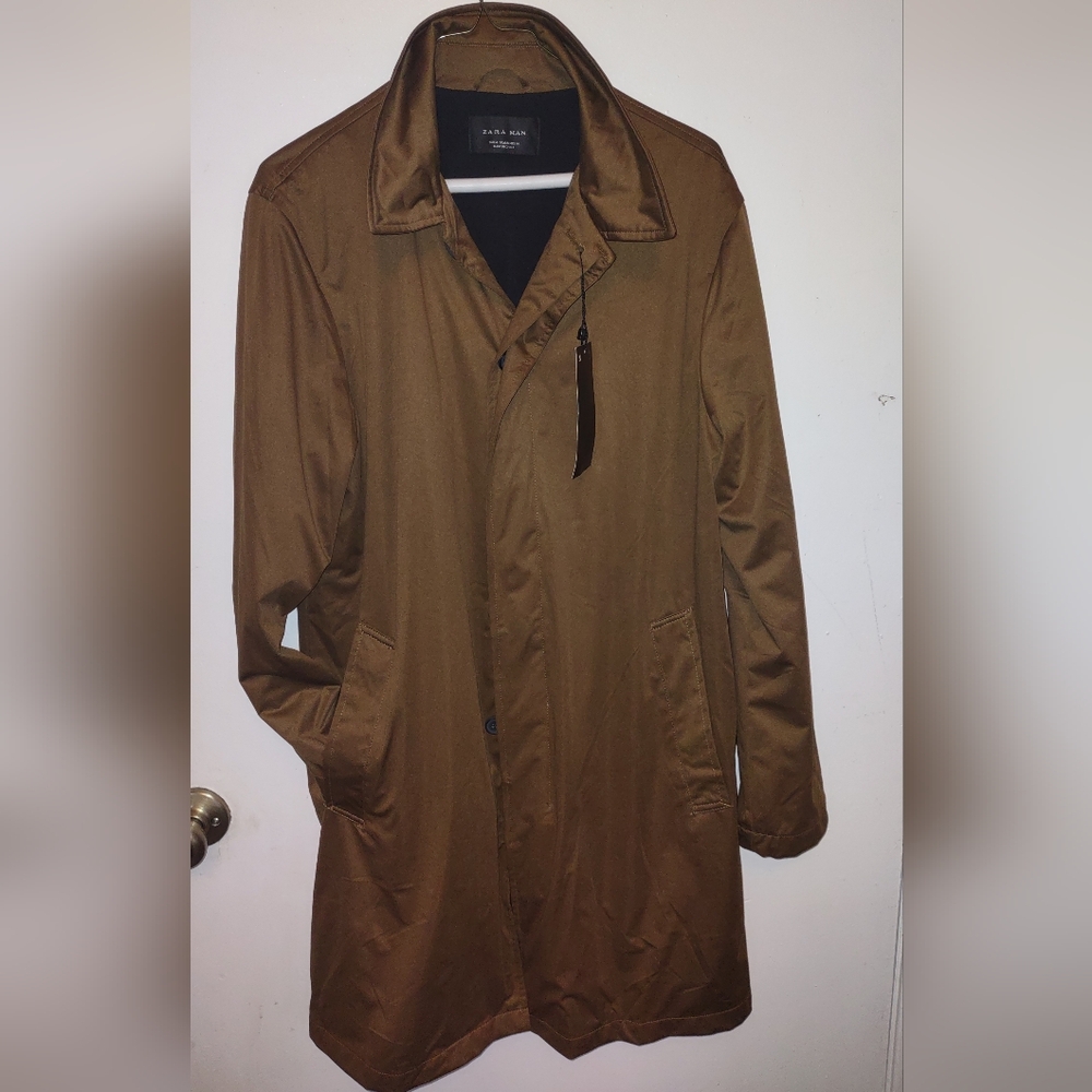 Zara Brown Tan Casual Jacket Lightweight Water-Resistant